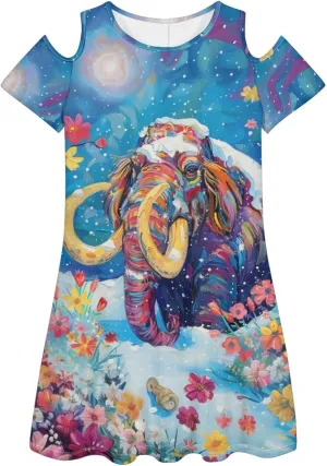 PinUp Angel Womens Art Oil Painting Animal Pattern Summer Dresses Beach Casual Loose Tshirt Floral Short Sleeve Sundress