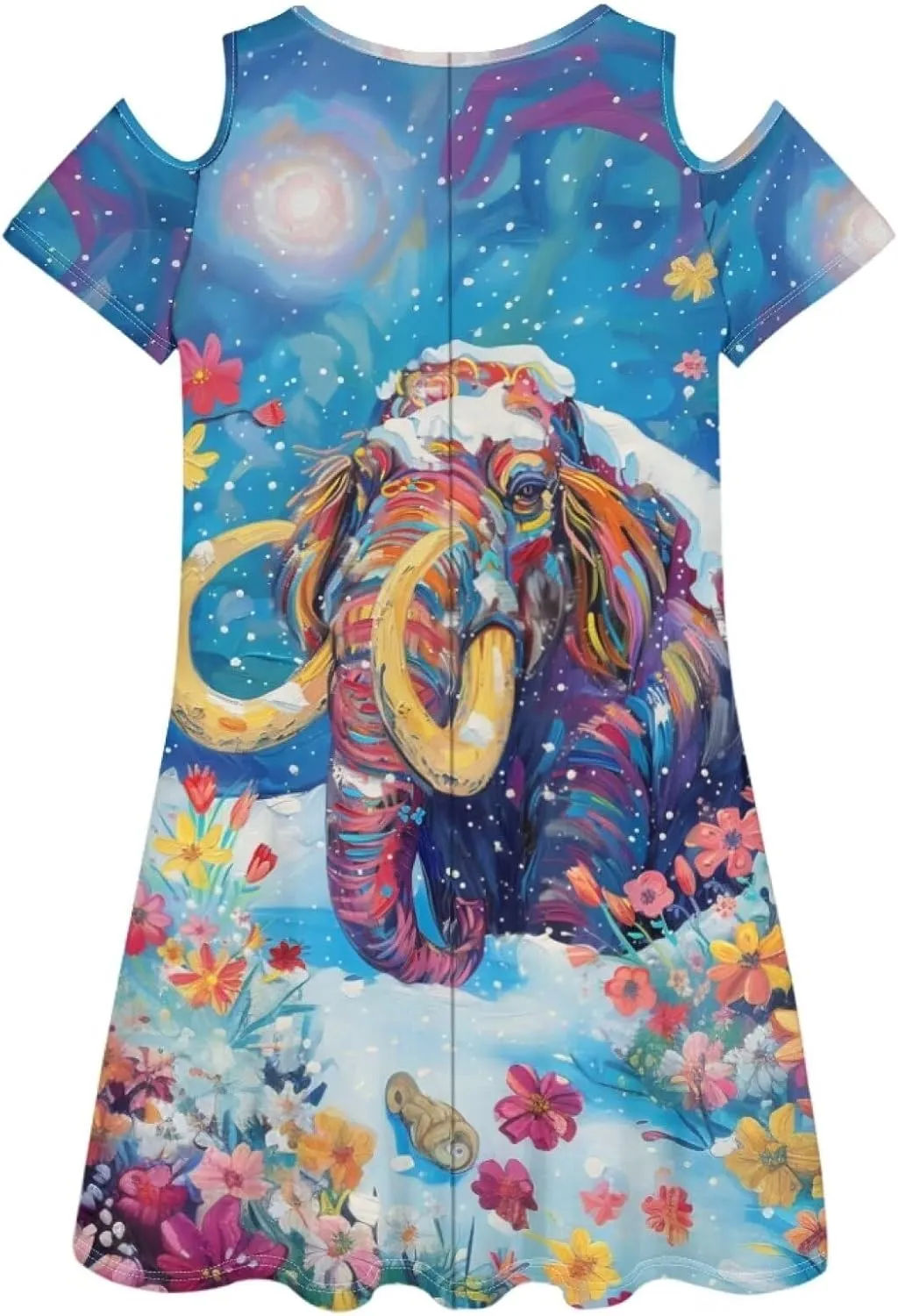 PinUp Angel Womens Art Oil Painting Animal Pattern Summer Dresses Beach Casual Loose Tshirt Floral Short Sleeve Sundress