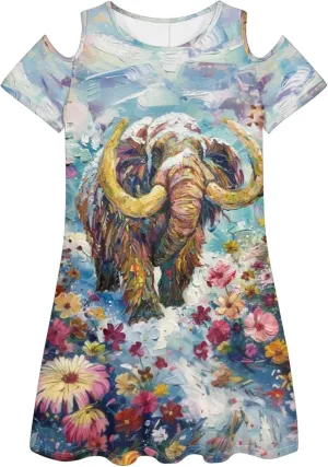 PinUp Angel Womens Summer Short Sleeve Dresses Art Oil Painting Animal Pattern Casual Crew Neck Dress Comfy Beach Sundress