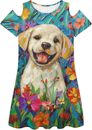 PinUp Angel Womens Summer Short Sleeve Dresses Art Oil Painting Animal Pattern Casual Crew Neck Dress Comfy Beach Sundress