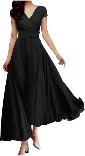 Plus Size Maxi Dresses for Women Long Dress Casual Sundresses Sexy V Neck Party Wrap Dress Flowy Vacation Dresses