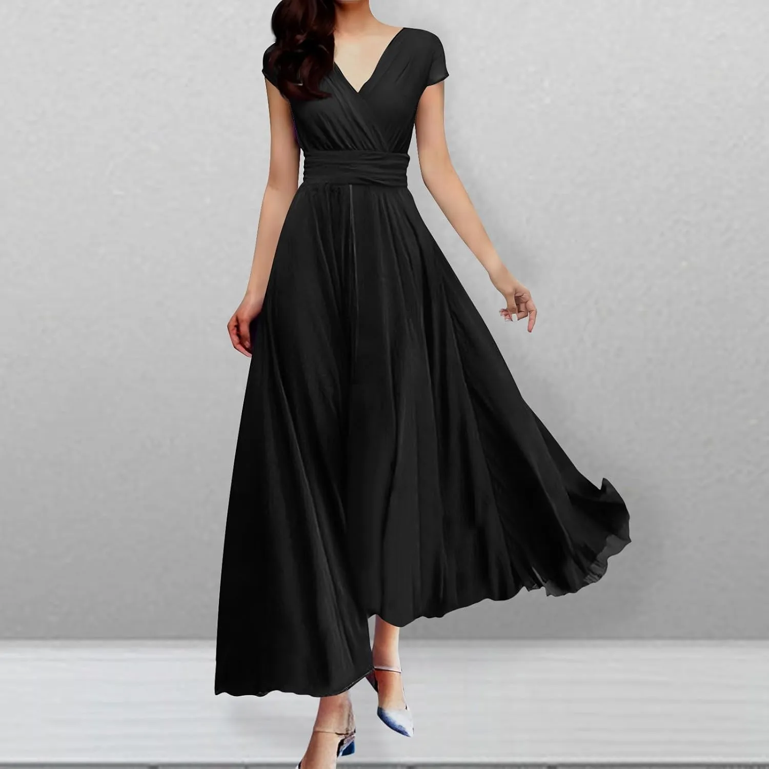 Plus Size Maxi Dresses for Women Long Dress Casual Sundresses Sexy V Neck Party Wrap Dress Flowy Vacation Dresses