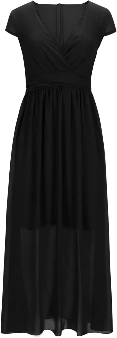 Plus Size Maxi Dresses for Women Long Dress Casual Sundresses Sexy V Neck Party Wrap Dress Flowy Vacation Dresses