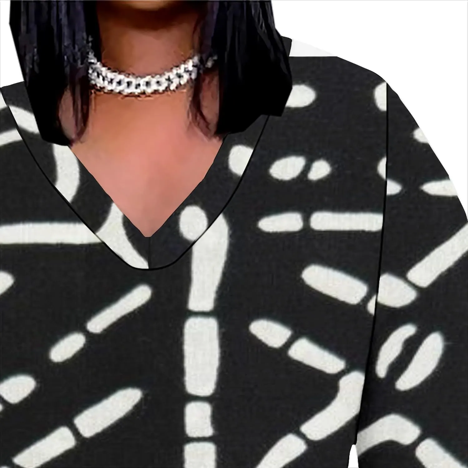 Plus Size Sexy Tie Dye Maxi Dress for Curvy Women V Neck African Print Ethnic Style Maxi Dress Long Sleeves Pockets