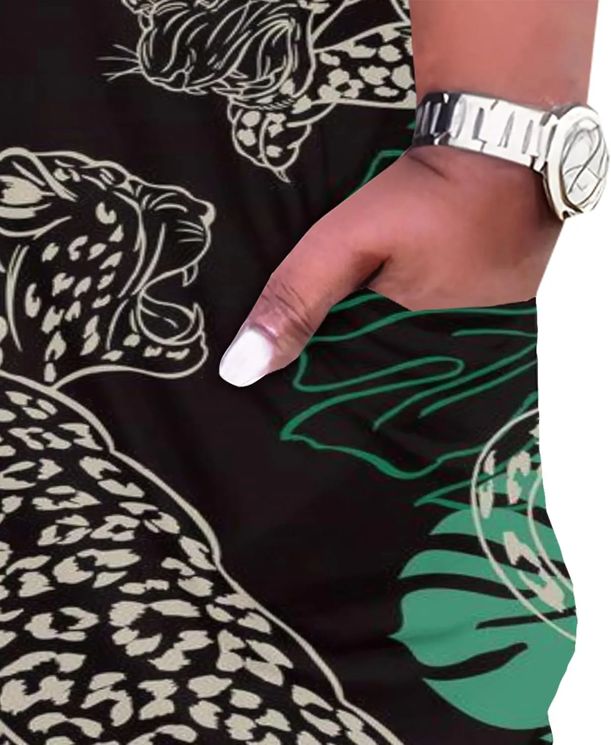 Plus Size Sexy Tie Dye Maxi Dress for Curvy Women V Neck African Print Ethnic Style Maxi Dress Long Sleeves Pockets