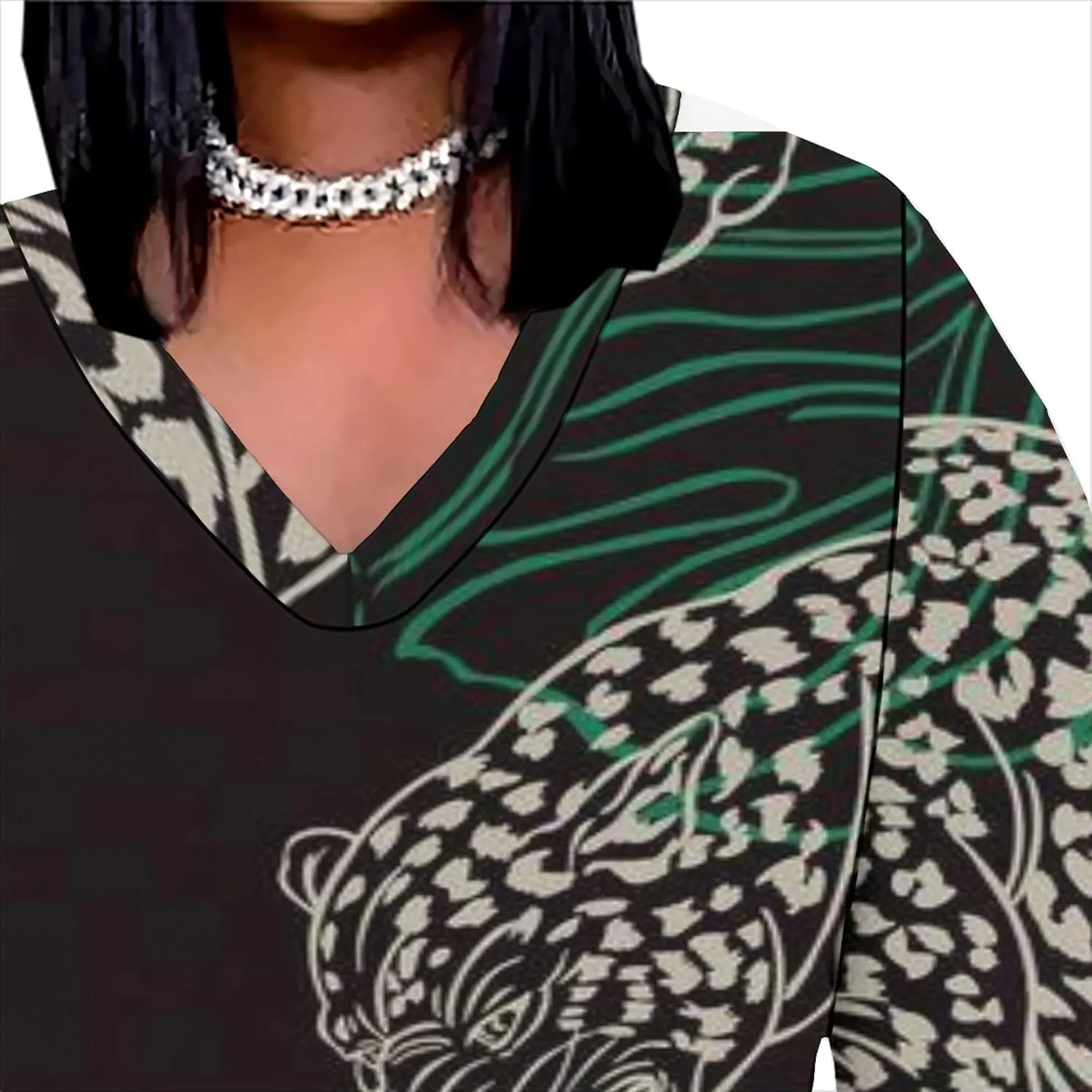 Plus Size Sexy Tie Dye Maxi Dress for Curvy Women V Neck African Print Ethnic Style Maxi Dress Long Sleeves Pockets