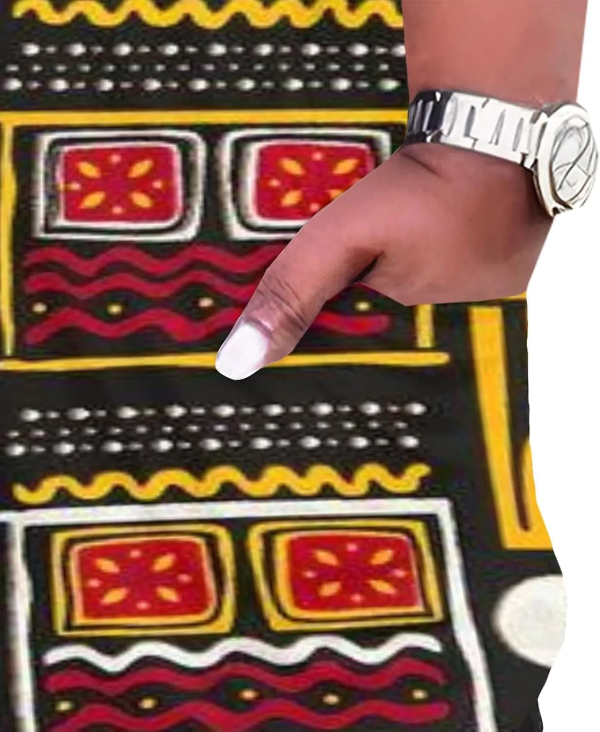 Plus Size Sexy Tie Dye Maxi Dress for Curvy Women V Neck African Print Ethnic Style Maxi Dress Long Sleeves Pockets