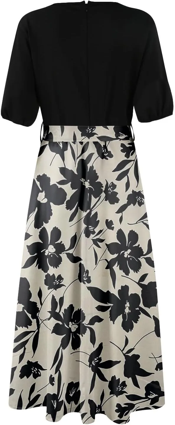 Resort Dresses for Women 2025 Vacation Floral Beach Wedding Guest Maxi Dress High Slit Ruffle Tea Party Midi Dress