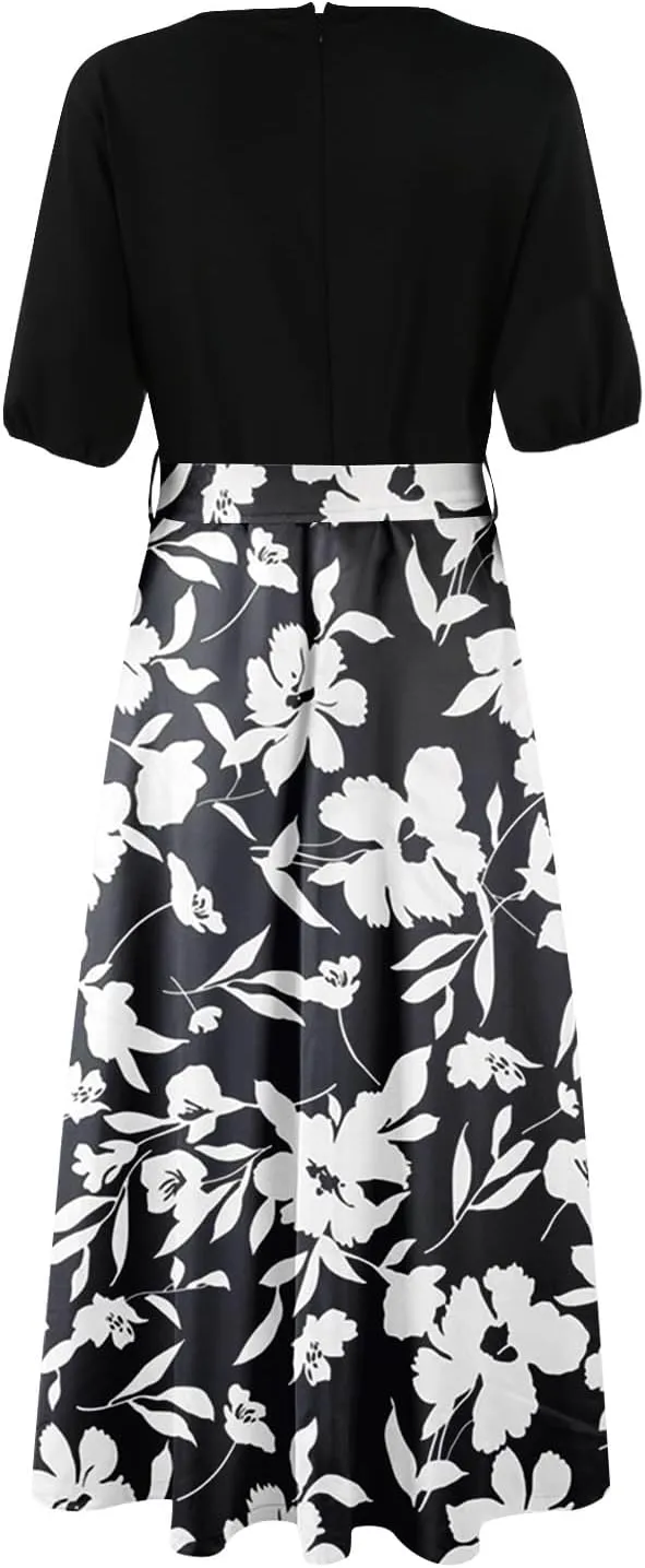 Resort Dresses for Women 2025 Vacation Floral Beach Wedding Guest Maxi Dress High Slit Ruffle Tea Party Midi Dress