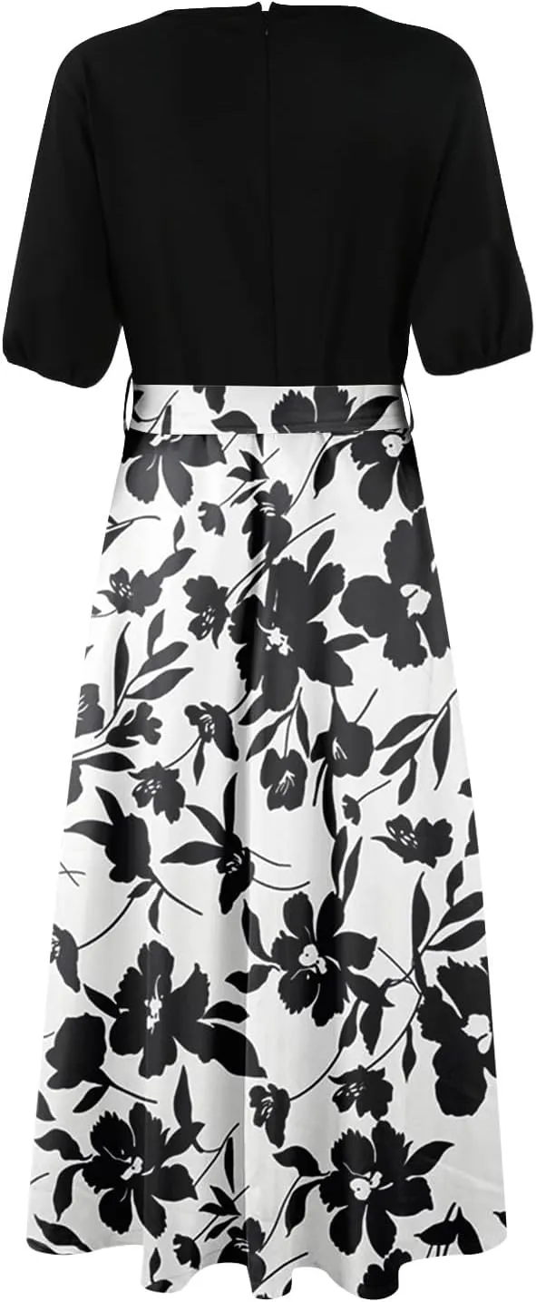 Resort Dresses for Women 2025 Vacation Floral Beach Wedding Guest Maxi Dress High Slit Ruffle Tea Party Midi Dress