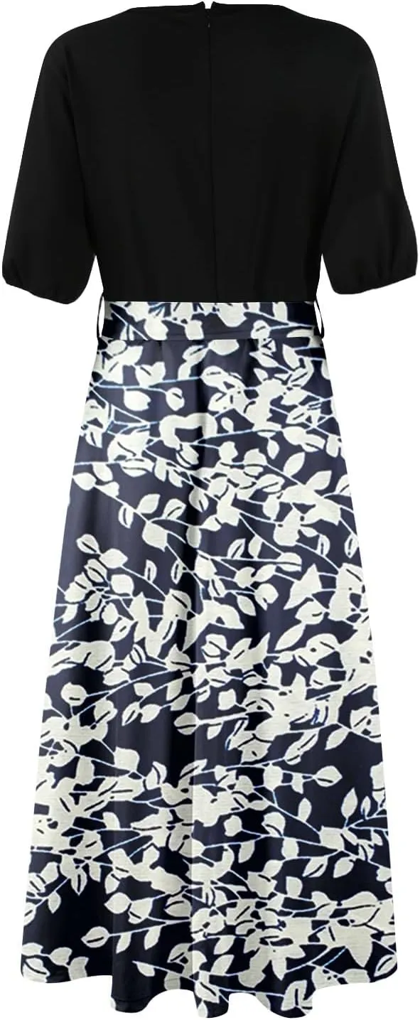 Resort Dresses for Women 2025 Vacation Floral Beach Wedding Guest Maxi Dress High Slit Ruffle Tea Party Midi Dress