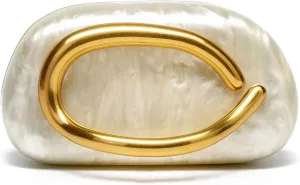 Shell Clutch Purse for Women Evening Bag Pearl Clutch Acrylic White Purses Chain Crossbody Bag