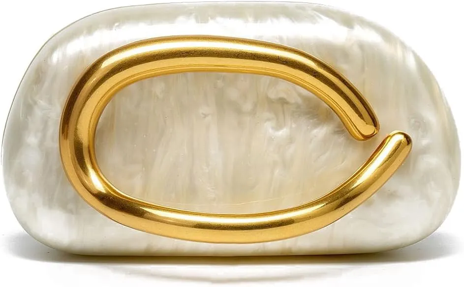 Shell Clutch Purse for Women Evening Bag Pearl Clutch Acrylic White Purses Chain Crossbody Bag