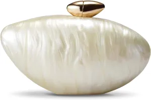 Shell Clutch Purse for Women Evening Bag Pearl Clutch Acrylic White Purses Chain Crossbody Bag