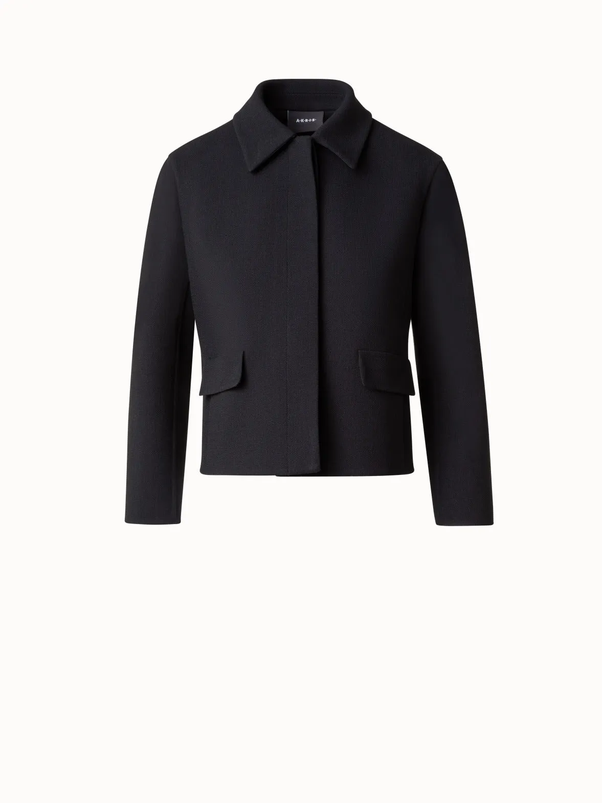 Short Jacket in Double-Face Wool Crpe