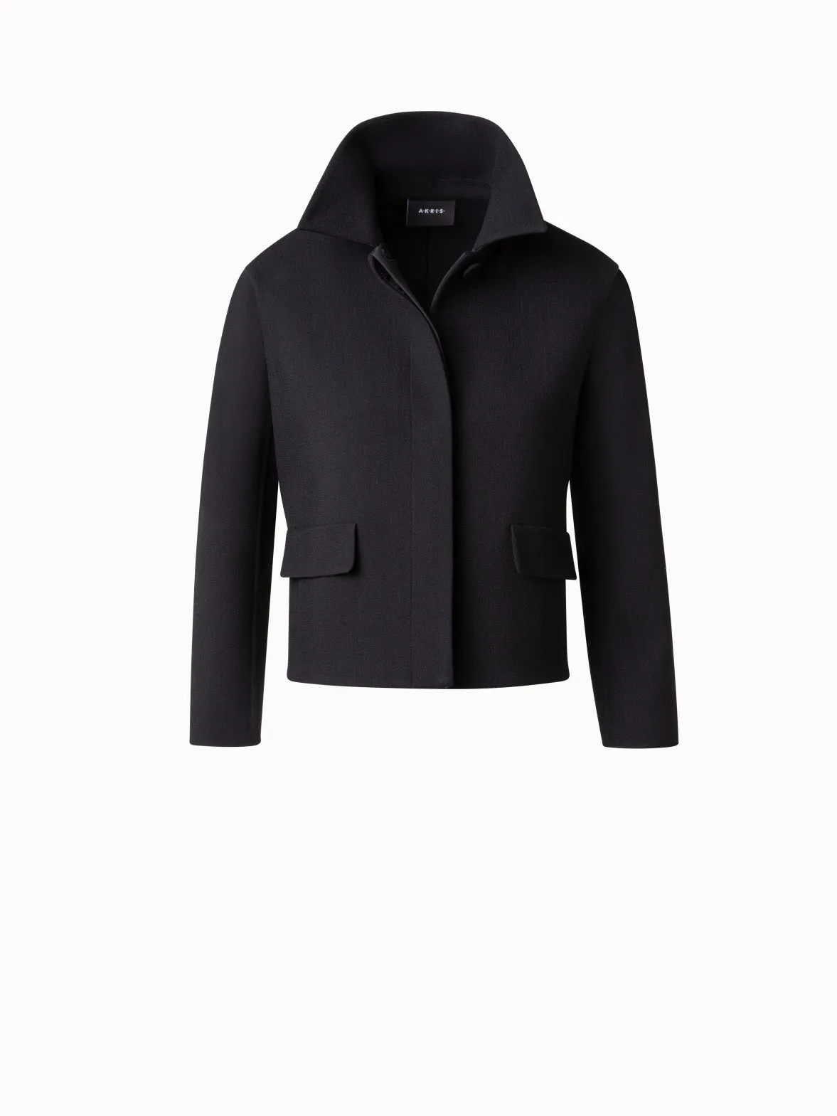 Short Jacket in Double-Face Wool Crpe