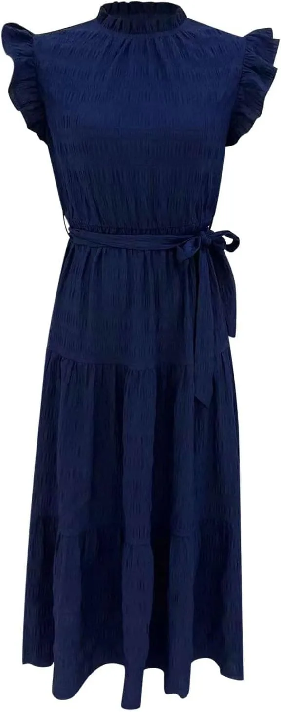 Sleeveless Dresses for Women 2024, Women's Casual Feather V Neck Retro Long Dress Vacation Beach Sun, S XXL