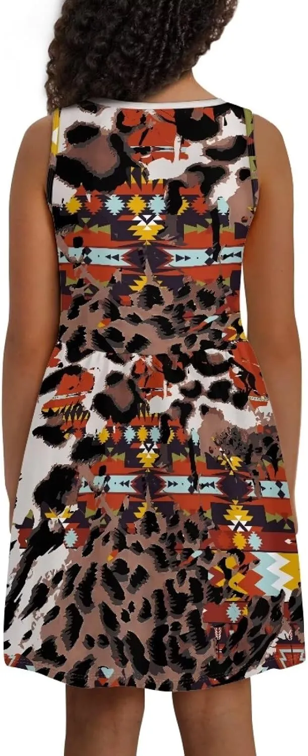 Sleeveless Loose Summer Mini Floral Dress for Girls Swing Cute Sundress with Pocket