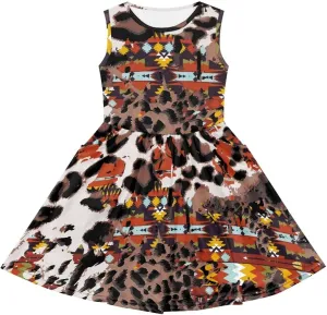 Sleeveless Loose Summer Mini Floral Dress for Girls Swing Cute Sundress with Pocket