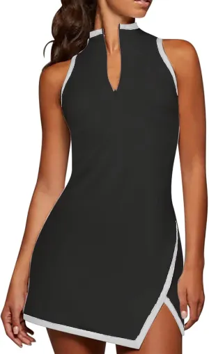 Sleeveless Summer Dresses for Women Mock Neck 1/4 Zip Up Mini Dress Trendy Spring Casual Beach Vacation Outfits 2025