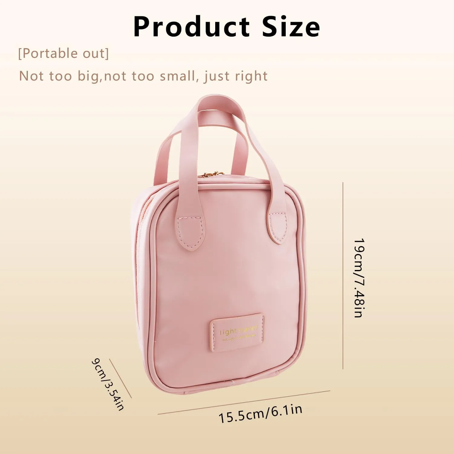 Small Makeup Bag for Women Travel - Elegant PU Leather Cosmetic Organizer, Waterproof Skincare Bag with Handle, Portable Toiletry Pouch for Purse (Pink)