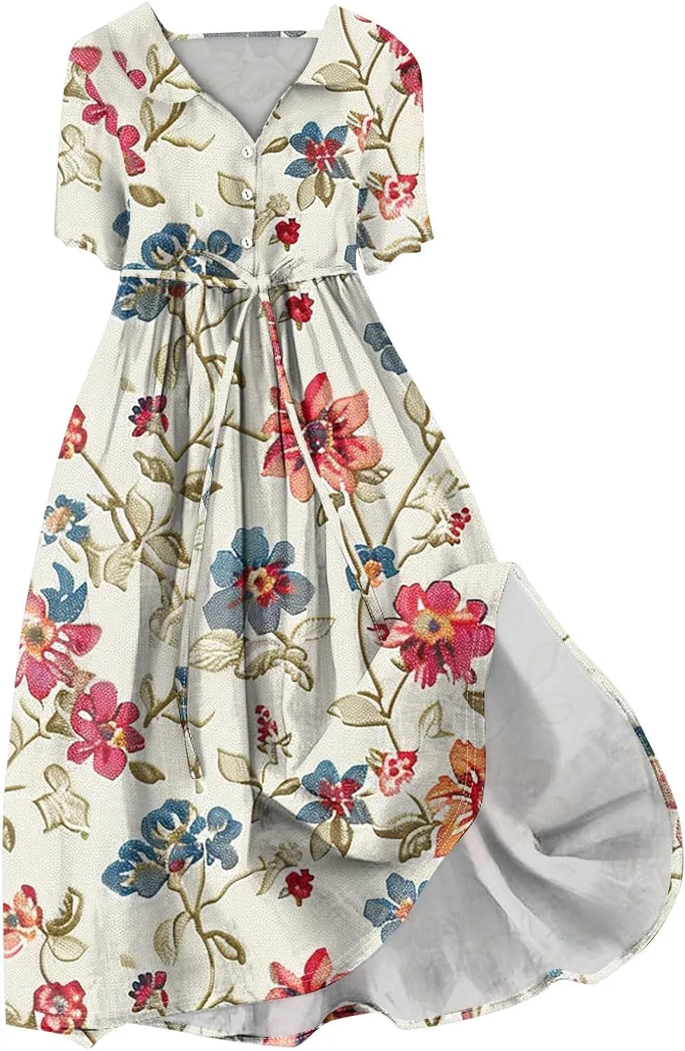 Spring Dresses for Women 2025 Maxi Dress Spring Summer Short Sleeve Tie Swing Swing