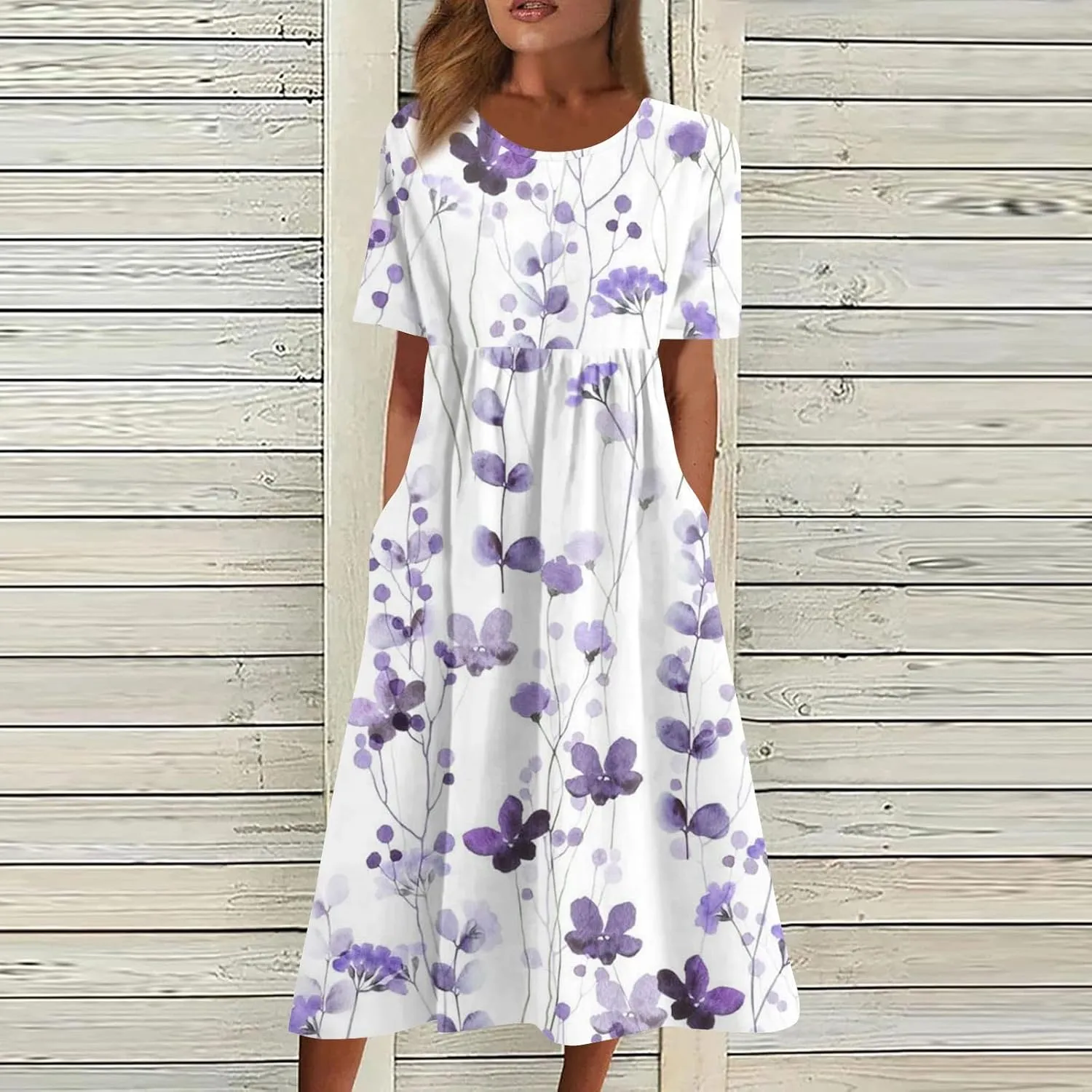 Spring Dresses for Women 2025 Short Sleeve Crew Neck Floral Long Flowy Dress Summer Dresses for Women 2025 Going Out Dress