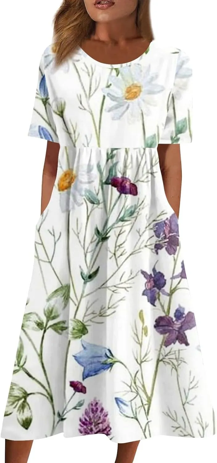 Spring Dresses for Women 2025 Womens Summer Dresses Casual Floral Print Dresses for Women Boho
