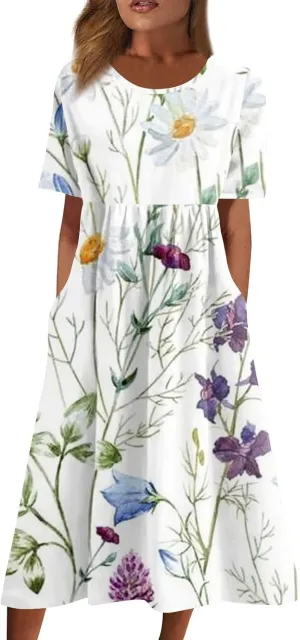 Spring Dresses for Women 2025 Womens Summer Dresses Casual Floral Print Dresses for Women Boho