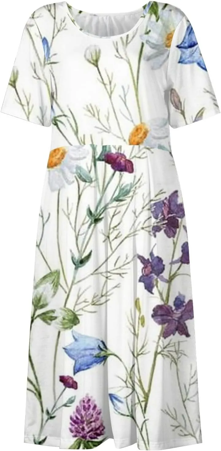 Spring Dresses for Women 2025 Womens Summer Dresses Casual Floral Print Dresses for Women Boho