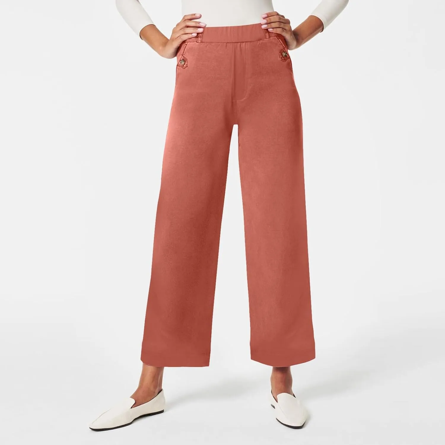 Straight Leg Pants Winter Ankle Hiking Sweatpants with Pockets High Waisted Elastic Waist