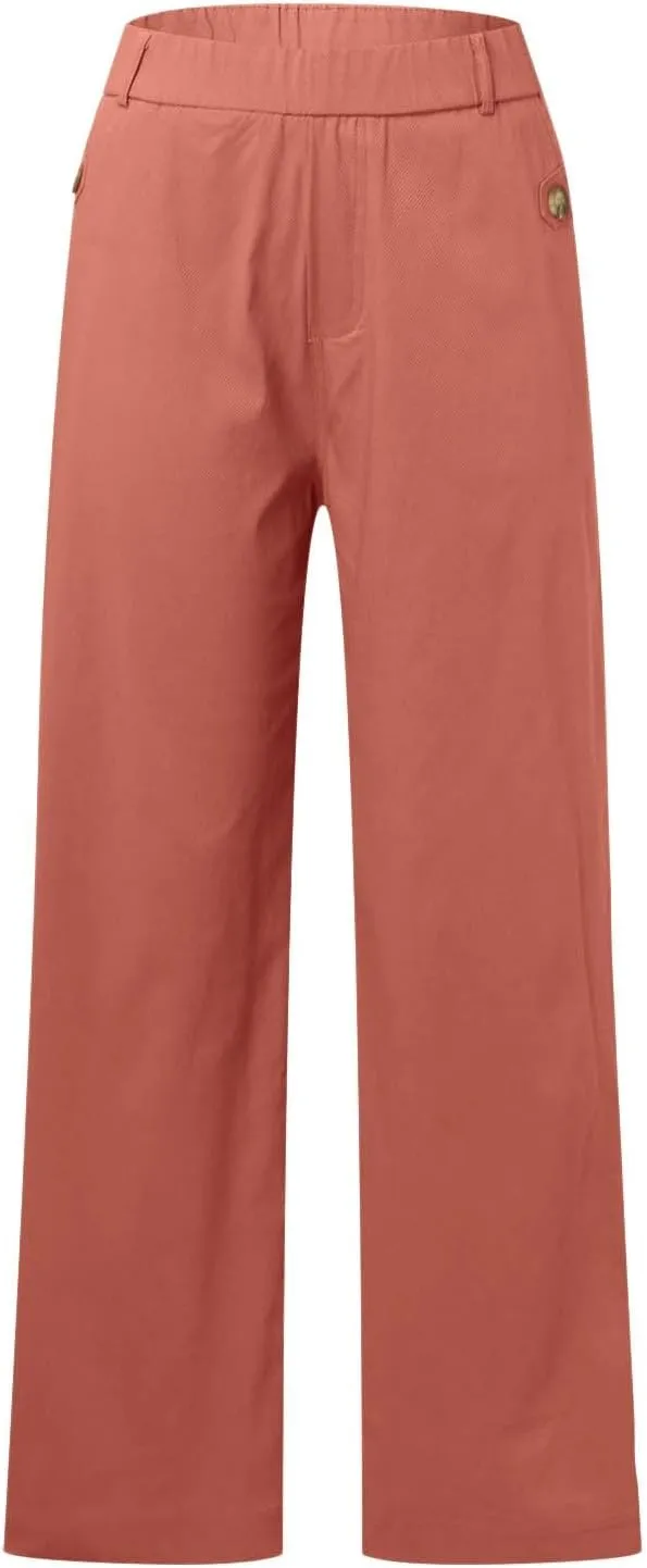 Straight Leg Pants Winter Ankle Hiking Sweatpants with Pockets High Waisted Elastic Waist