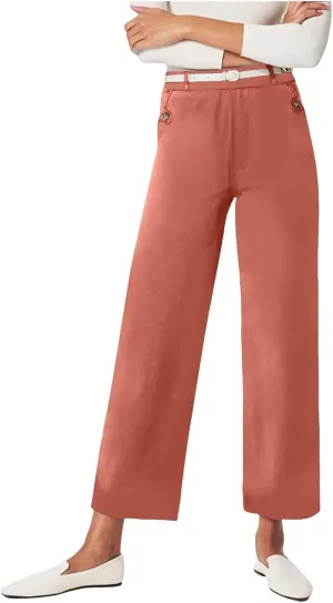 Straight Leg Pants Winter Ankle Hiking Sweatpants with Pockets High Waisted Elastic Waist