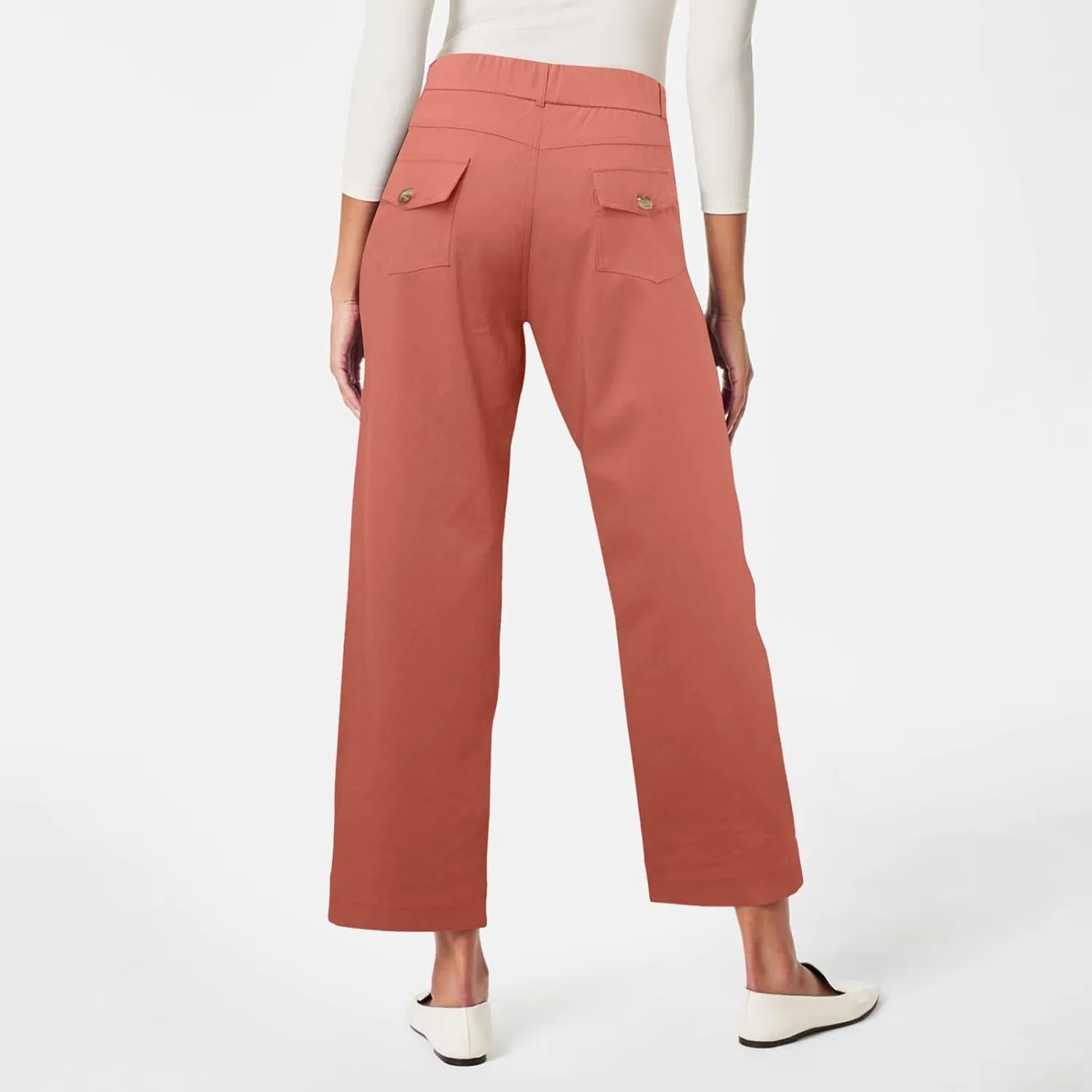 Straight Leg Pants Winter Ankle Hiking Sweatpants with Pockets High Waisted Elastic Waist