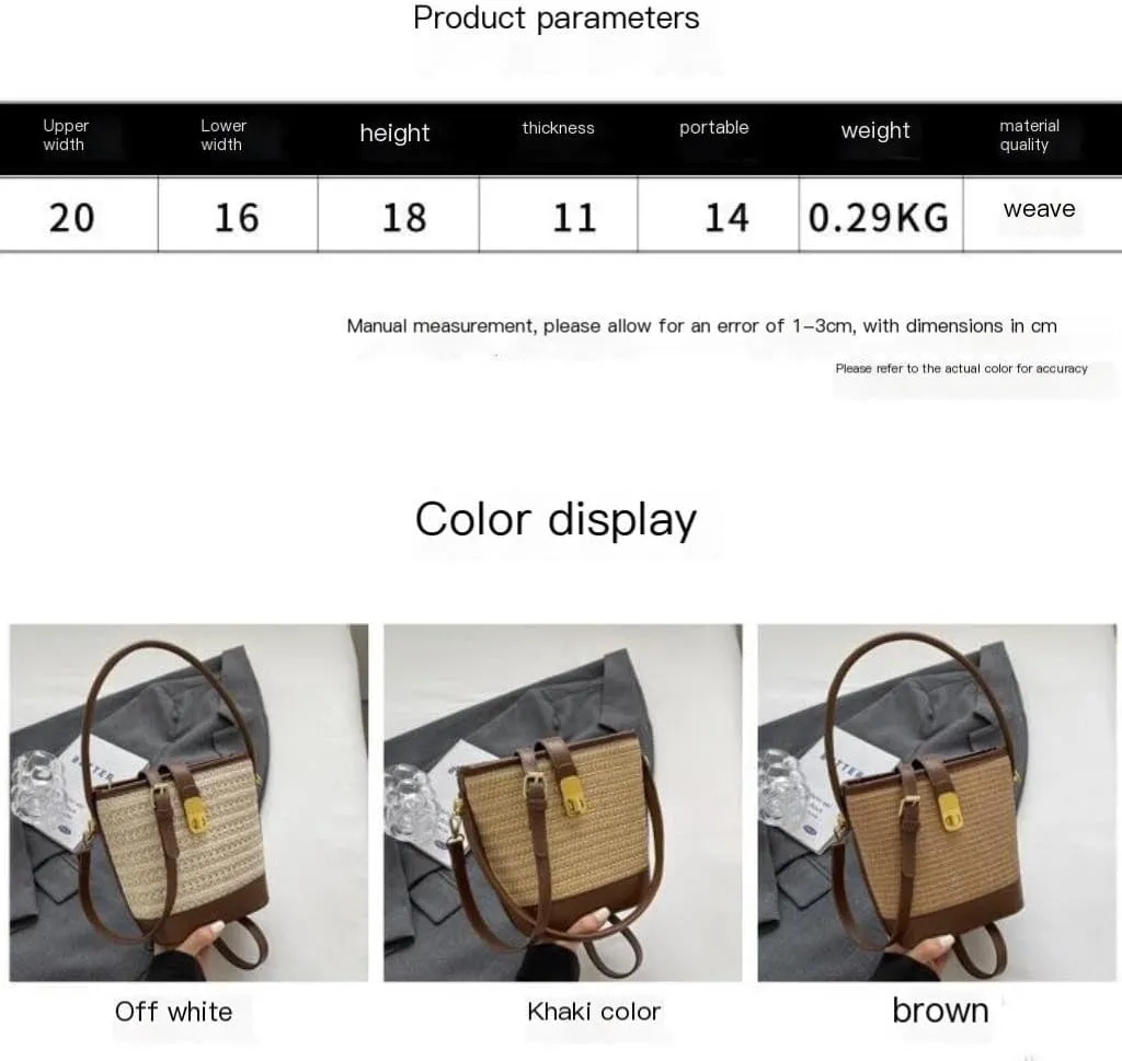 Straw Bag Woven Straw Bag Women 2023 New Shoulder Bag Summer Versatile Portable Bucket Bag Woven Shoulder Bag