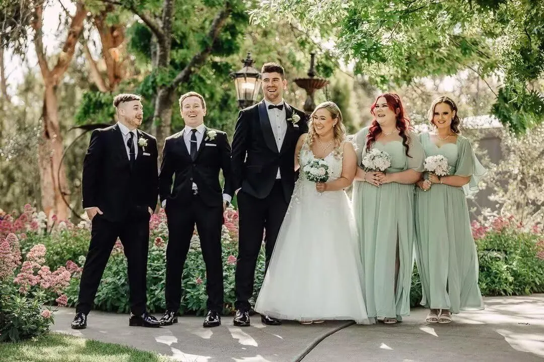Stylefun A Line Chiffon Bridesmaid Dresses with Slit Flutter Sleeve Formal Party Dress CYM272