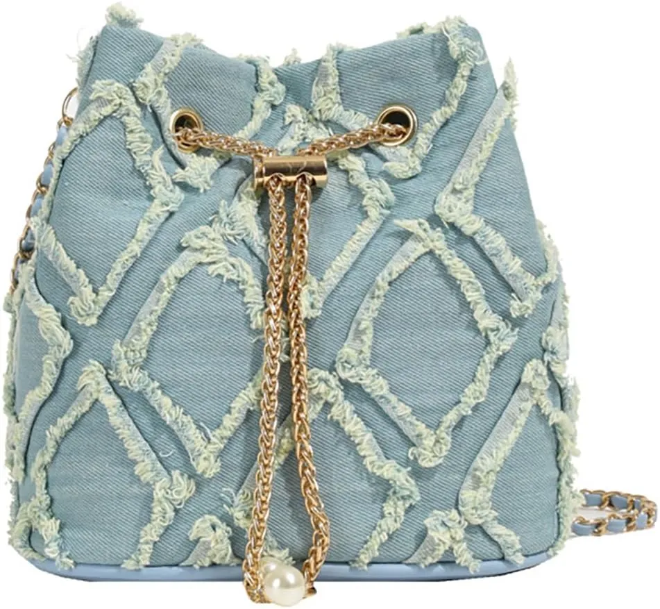 Stylish Denim Bucket Bag for Women - Versatile Crossbody Handbag with Adjustable Strap