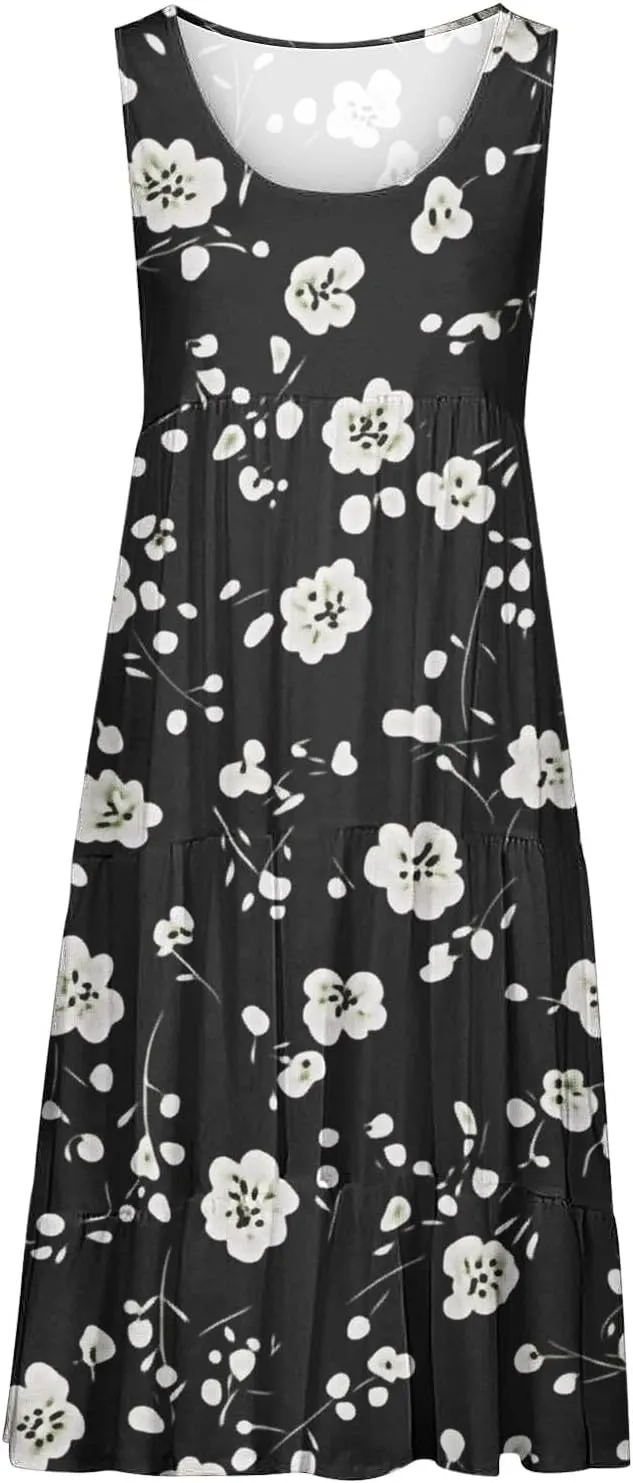 Summer Beach Dresses for Women Trendy Boho Floral Tank Dress Casual Ruffle Flowy Sundresses Vacation Outfits 2025