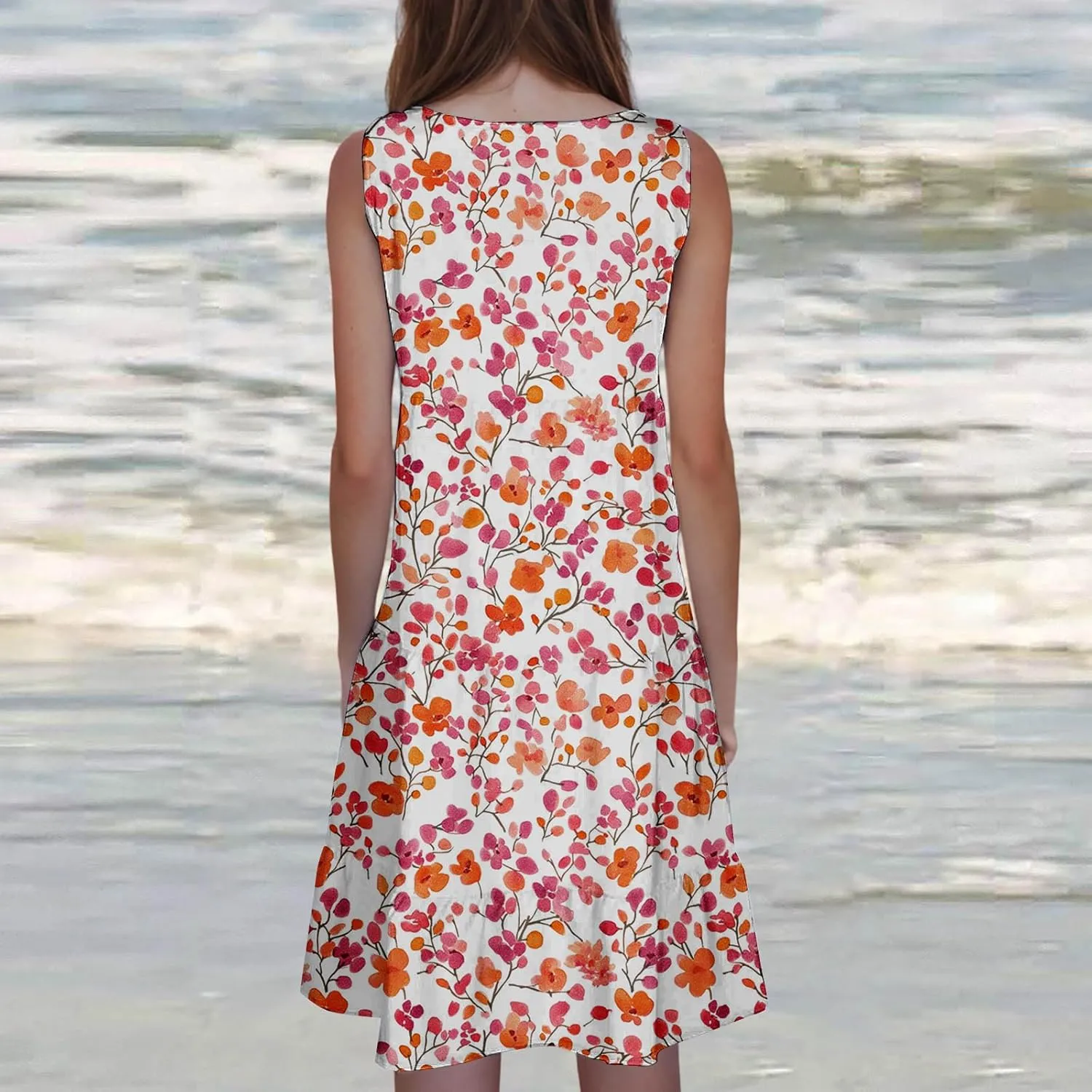 Summer Beach Dresses for Women Trendy Boho Floral Tank Dress Casual Ruffle Flowy Sundresses Vacation Outfits 2025