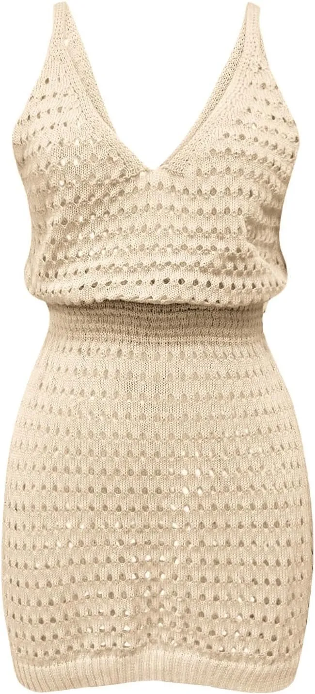 Summer Crochet Hollow Out Knit Beach Bathing Suit Swim Cover Ups Cruise Outfits Vacation Dresses for Women 2025