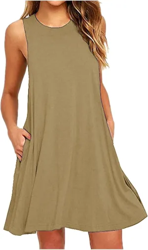 Summer Dresses for Women 2024 Island Vacation Sleeveless Sun Dresses Casual Boho Beach Tank Dress Loose Swing Sundress