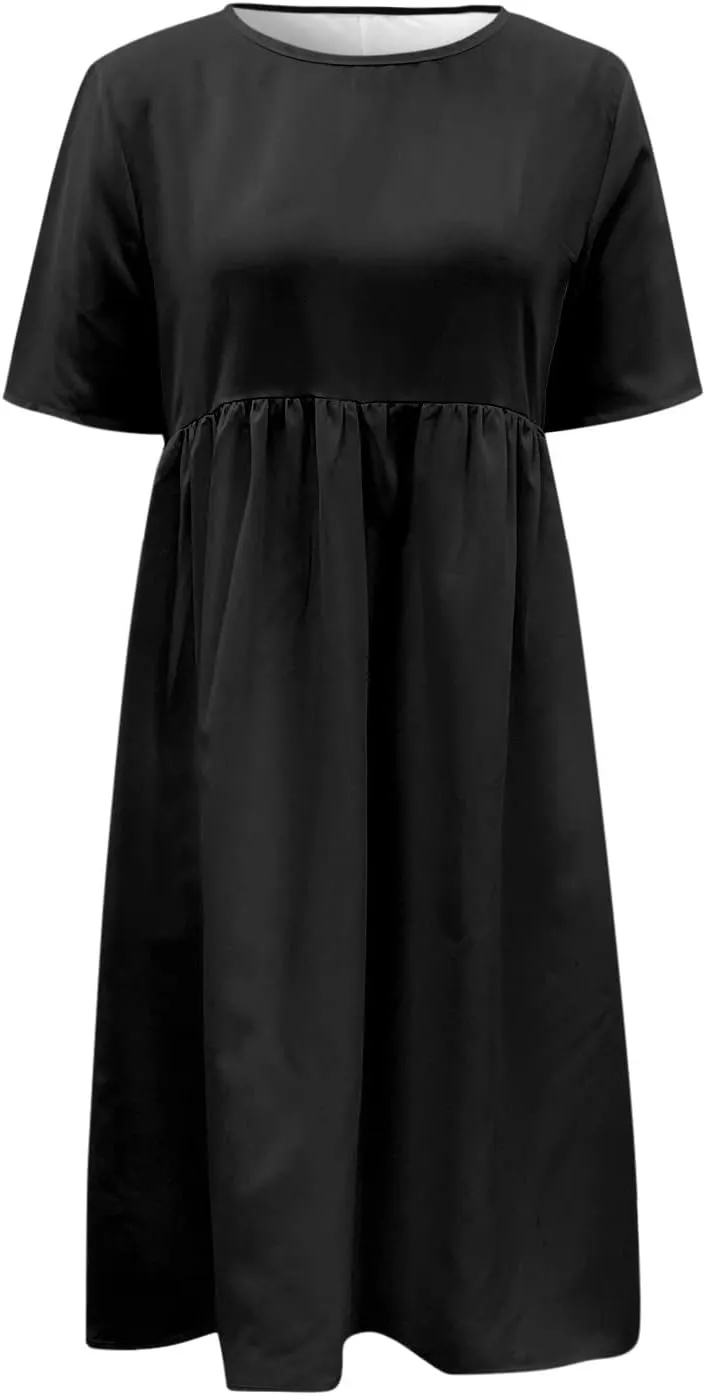 Summer Dresses for Women 2025 Casual Plus Size Floral Maxi Dress Short Sleeve Flowy Pleated Boho Beach Sundresses