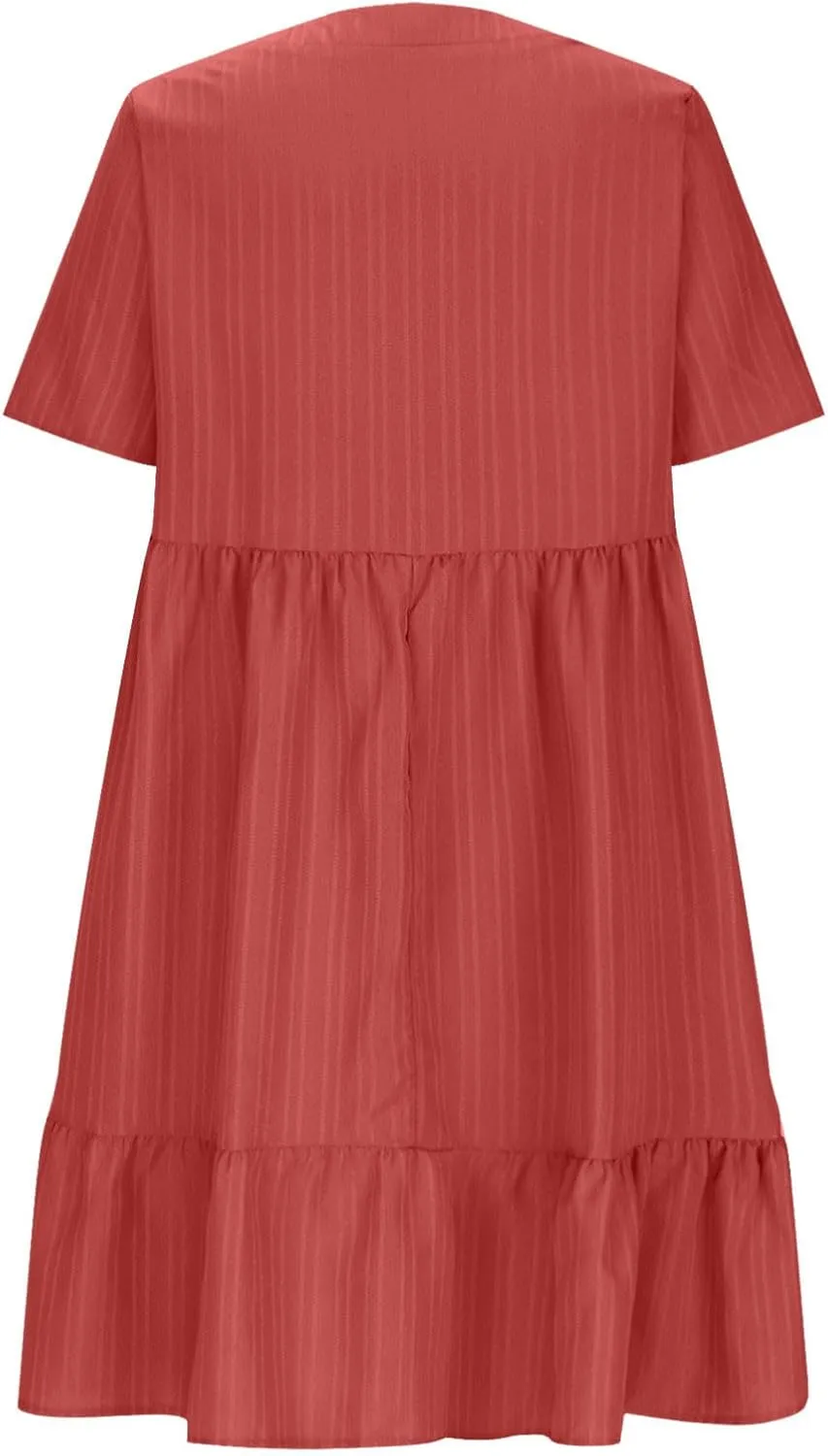 Summer Dresses for Women 2025 Casual V-Neck Short Sleeve Womens Dresses Fashion Swing Flowy Tiered Ruffle Beach Dress