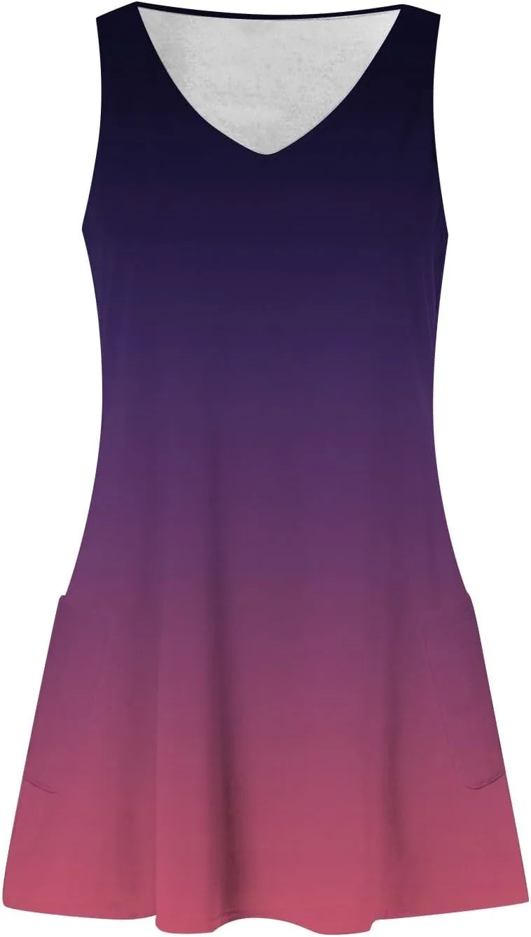 Summer Dresses for Women 2025 Casual V Neck Sleeveless Sundresses Boho Tank Dress Beach Dresses with Pockets