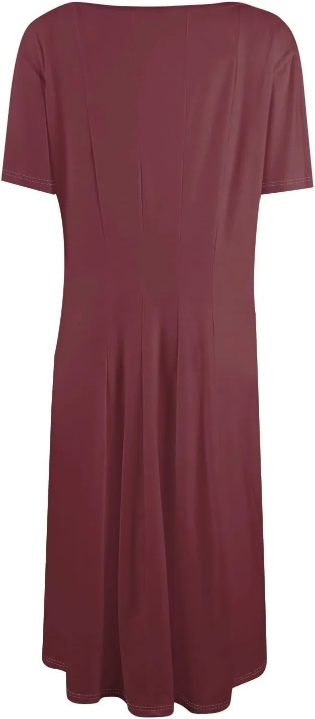 Summer Dresses for Women 2025 Elegant Short Sleeve Midi Dress Casual Plus Size Loose Comfy Flowy Boho Beach Sundress