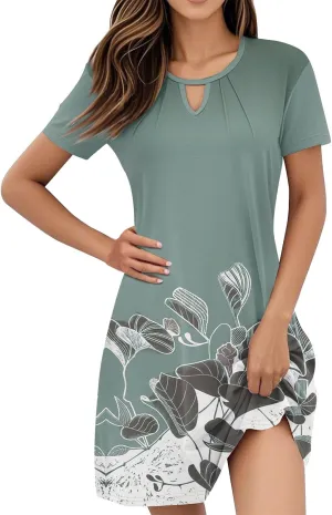 Summer Dresses for Women 2025 Flowy Beach Mini Dress Casual Short Sleeve T Shirt Dress Floral Loose A-Line Dresses