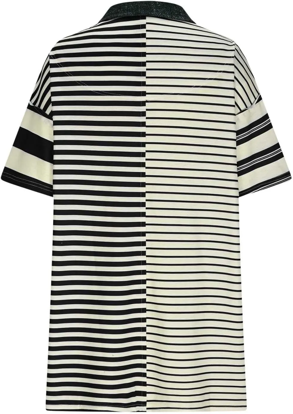 Summer Dresses for Women 2025 Mid Sleeve Lapel Clashing Stripe Casual Dresses Button Down Loose Spring Dress