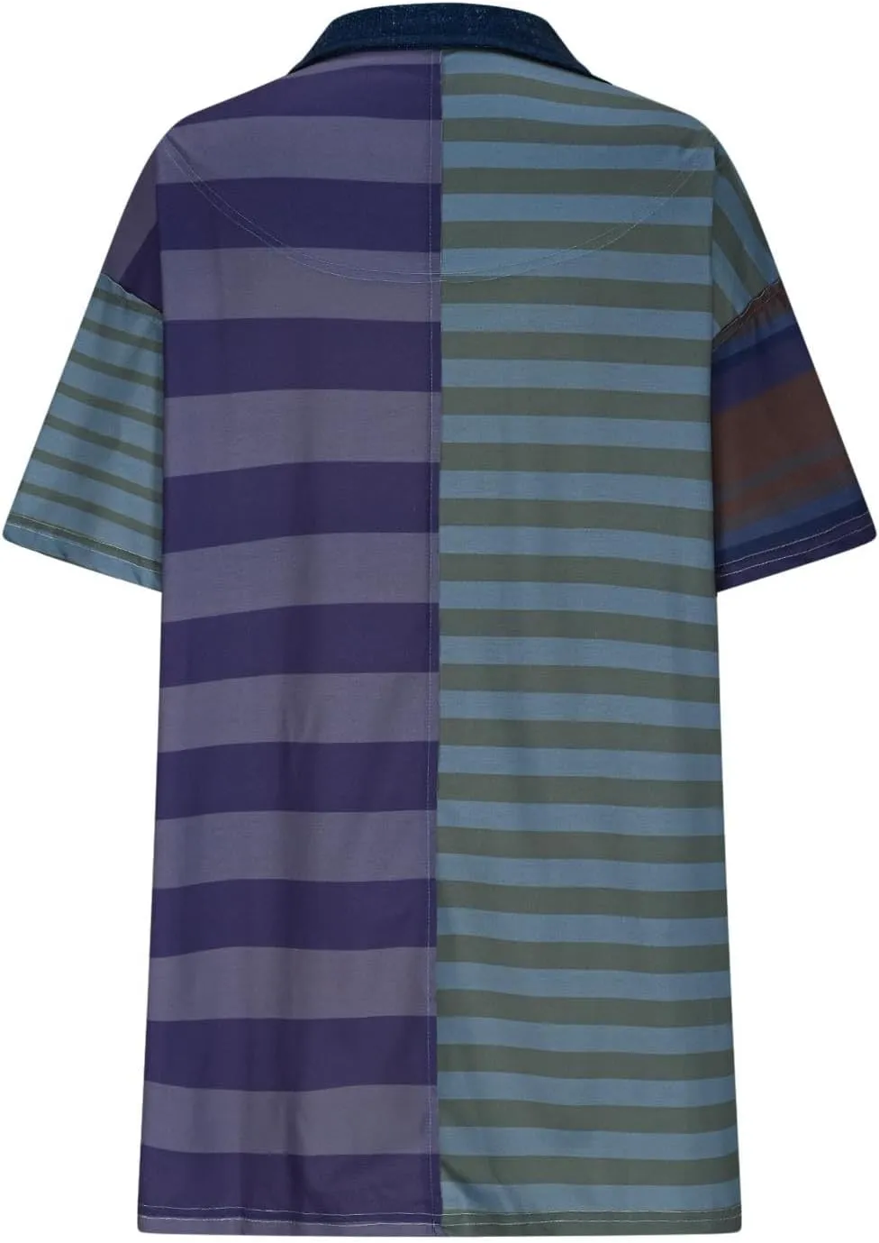 Summer Dresses for Women 2025 Mid Sleeve Lapel Clashing Stripe Casual Dresses Button Down Loose Spring Dress