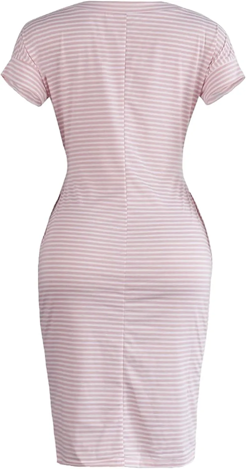 Summer Dresses for Women 2025 Trendy Casual Short Sleeve Tie Waisted Petite Sundress Party Vacation Resort Beach Wear