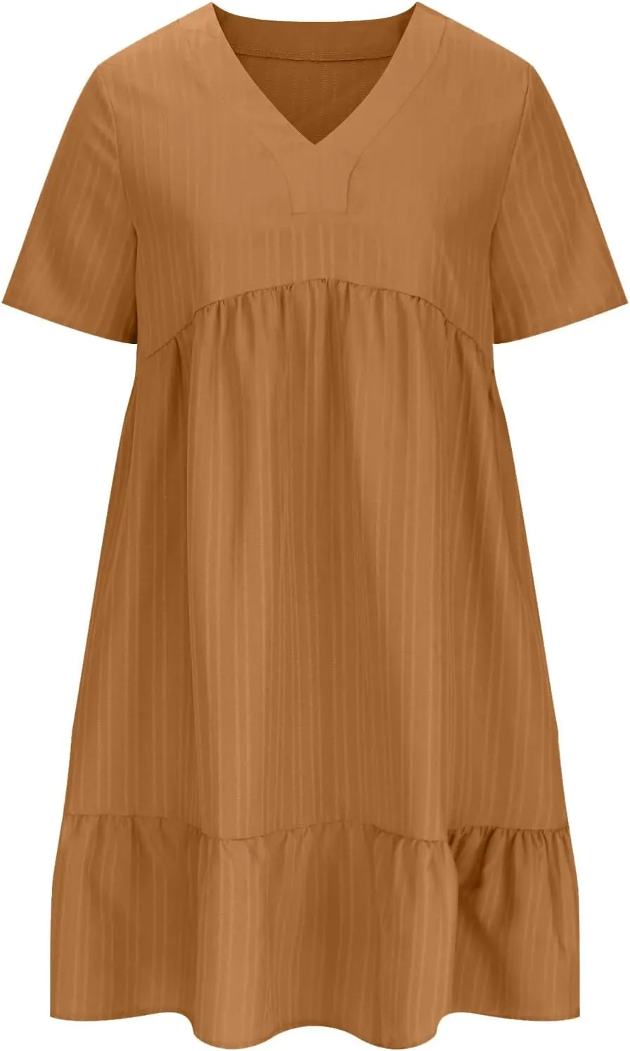 Summer Dresses for Women 2025 Trendy Loose Short Sleeve Solid Color Sundress Casual Pleated Vacation Beach Dress